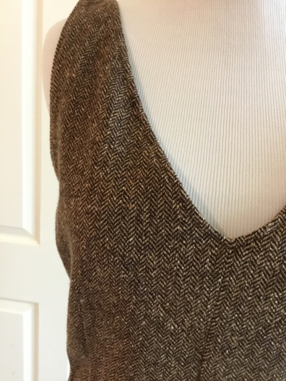 Dolce & Gabbana D&G Brown Herringbone Tweed Fit & Flare Midi Dress - Picture 2 of 14